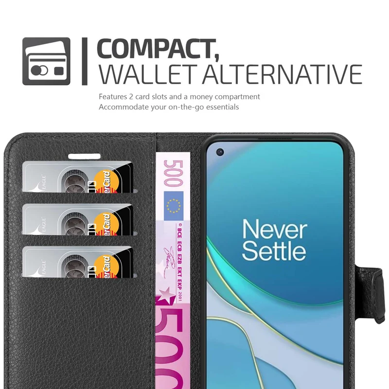 Cadorabo Hülle kompatibel mit OnePlus 8T Schutzhülle mit Magnetverschluss, Standfunktion und Kartenfach