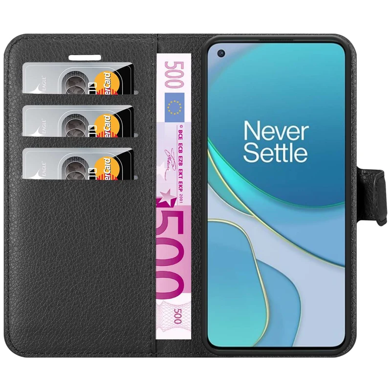 Cadorabo Hülle kompatibel mit OnePlus 8T Schutzhülle mit Magnetverschluss, Standfunktion und Kartenfach