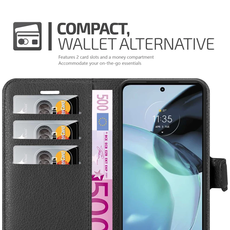 Cadorabo Hülle kompatibel mit Motorola MOTO G72 Schutzhülle mit Magnetverschluss, Standfunktion und Kartenfach