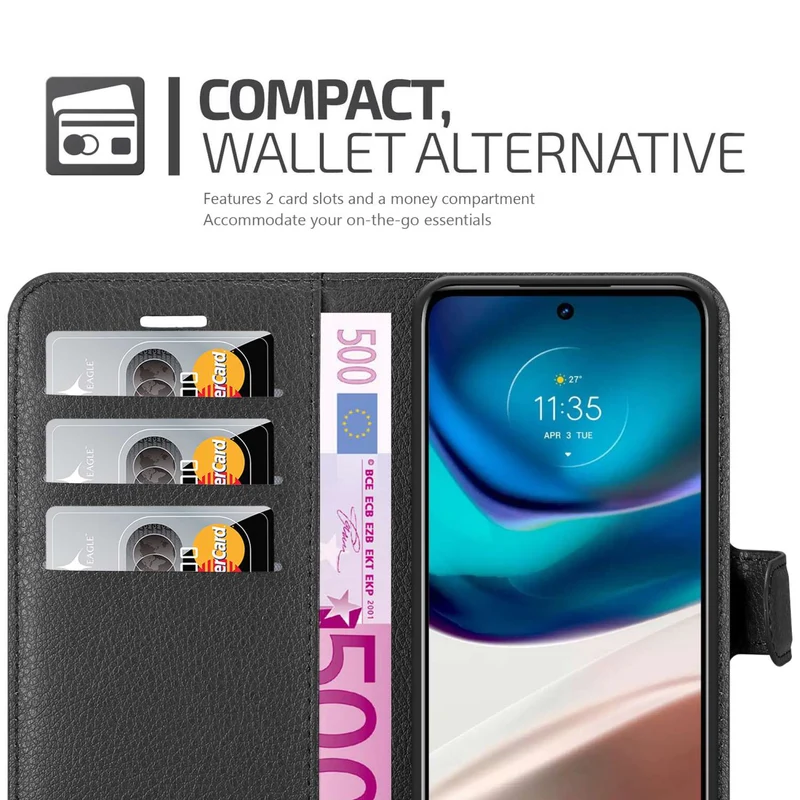 Cadorabo Hülle kompatibel mit Motorola MOTO G42 Schutzhülle mit Magnetverschluss, Standfunktion und Kartenfach