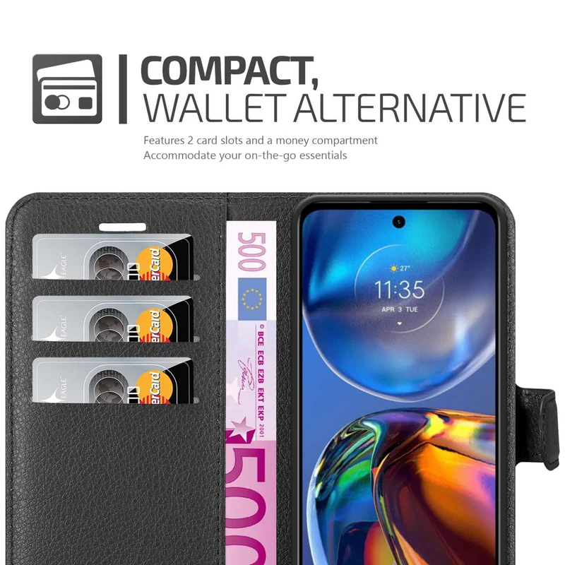 Cadorabo Hülle kompatibel mit Motorola MOTO E32 4G / E32S Schutzhülle mit Magnetverschluss, Standfunktion und Kartenfach