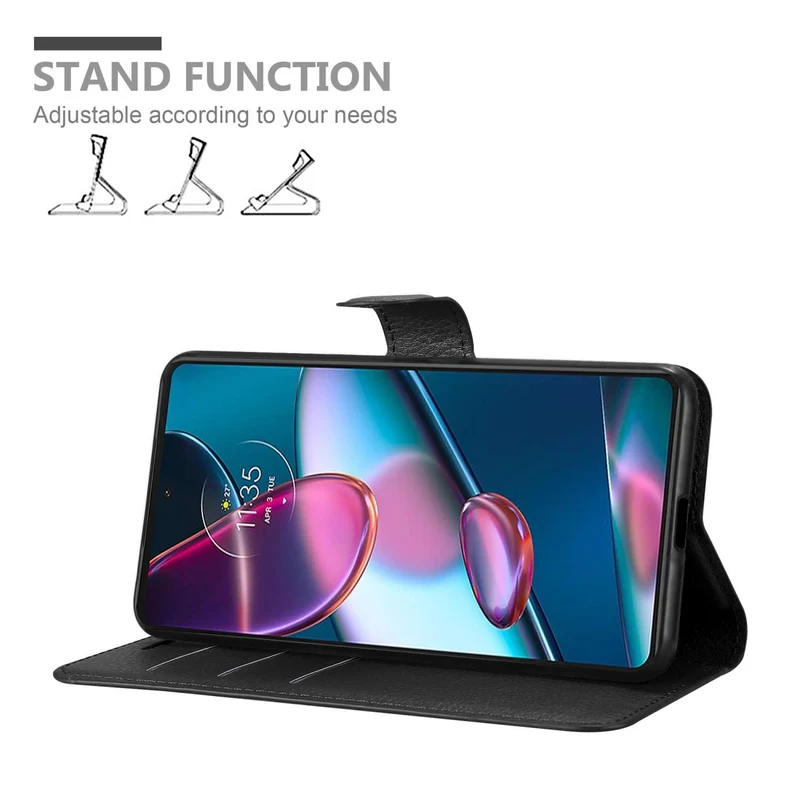 Cadorabo Hülle kompatibel mit Motorola EDGE+ Schutzhülle mit Magnetverschluss, Standfunktion und Kartenfach