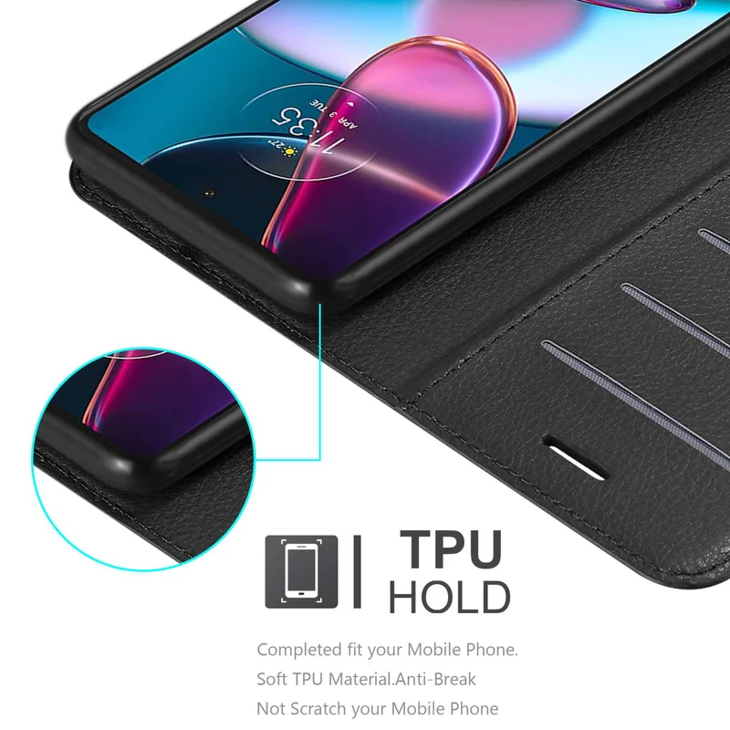 Cadorabo Hülle kompatibel mit Motorola EDGE+ Schutzhülle mit Magnetverschluss, Standfunktion und Kartenfach