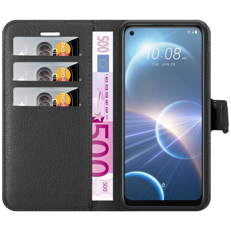 Cadorabo Hülle kompatibel mit HTC Desire 22 PRO Schutzhülle mit Magnetverschluss, Standfunktion und Kartenfach