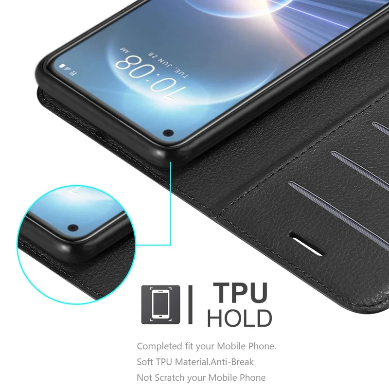 Cadorabo Hülle kompatibel mit HTC Desire 22 PRO Schutzhülle mit Magnetverschluss, Standfunktion und Kartenfach