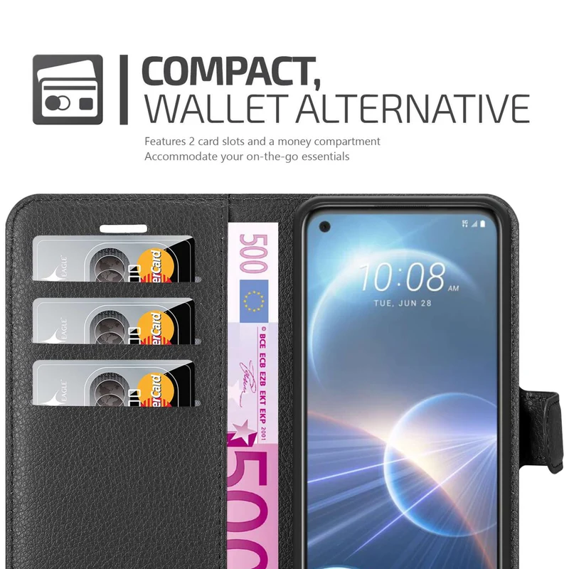 Cadorabo Hülle kompatibel mit HTC Desire 22 PRO Schutzhülle mit Magnetverschluss, Standfunktion und Kartenfach