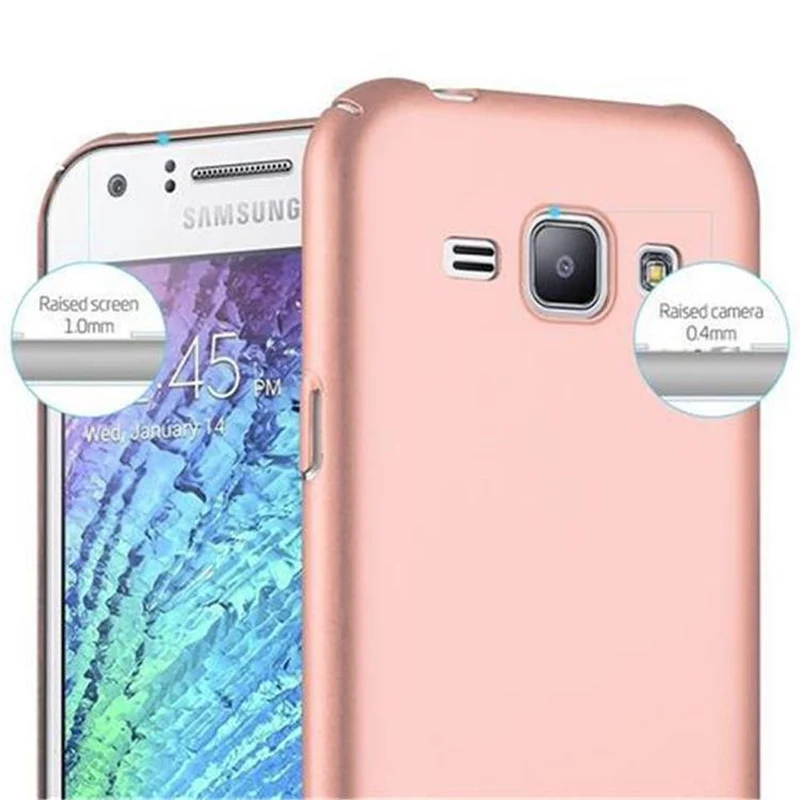 Cadorabo Hülle kompatibel mit Samsung Galaxy J1 2015 Hard Case Schutzhülle in Metall Optik gegen Kratzer und Stöße