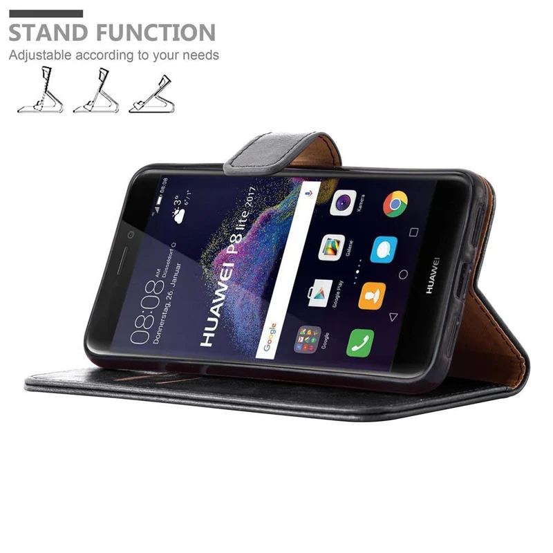 Cadorabo Hülle kompatibel mit Huawei P8 LITE 2017 / P9 LITE 2017 Schutzhülle mit Magnetverschluss, Standfunktion und Kartenfach