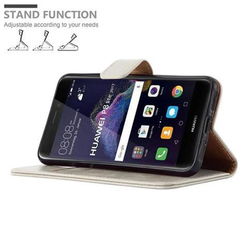 Cadorabo Hülle kompatibel mit Huawei P8 LITE 2017 / P9 LITE 2017 Schutzhülle mit Magnetverschluss, Standfunktion und Kartenfach
