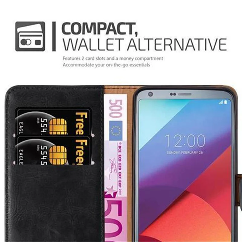 Cadorabo Hülle kompatibel mit LG G6 Schutzhülle mit Magnetverschluss, Standfunktion und Kartenfach