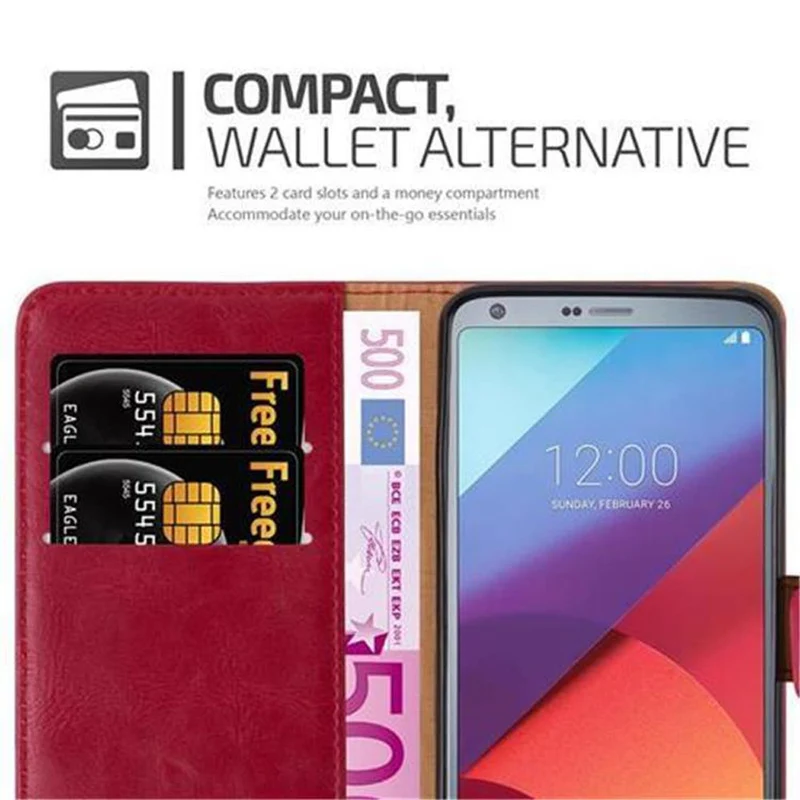 Cadorabo Hülle kompatibel mit LG G6 Schutzhülle mit Magnetverschluss, Standfunktion und Kartenfach