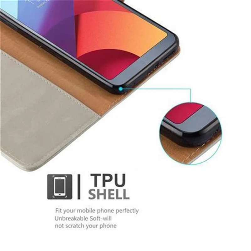 Cadorabo Hülle kompatibel mit LG G6 Schutzhülle mit Magnetverschluss, Standfunktion und Kartenfach