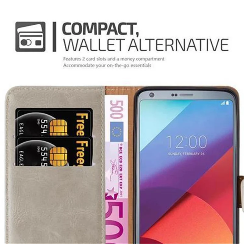 Cadorabo Hülle kompatibel mit LG G6 Schutzhülle mit Magnetverschluss, Standfunktion und Kartenfach