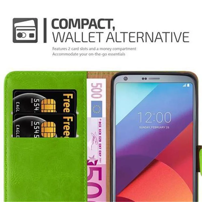 Cadorabo Hülle kompatibel mit LG G6 Schutzhülle mit Magnetverschluss, Standfunktion und Kartenfach