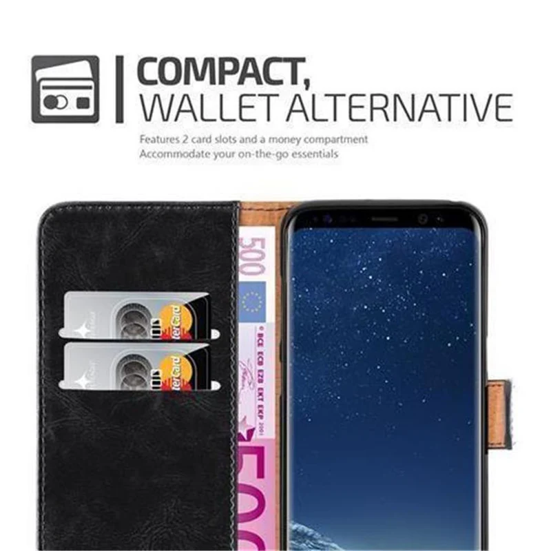 Cadorabo Hülle kompatibel mit Samsung Galaxy S8 Schutzhülle mit Magnetverschluss, Standfunktion und Kartenfach
