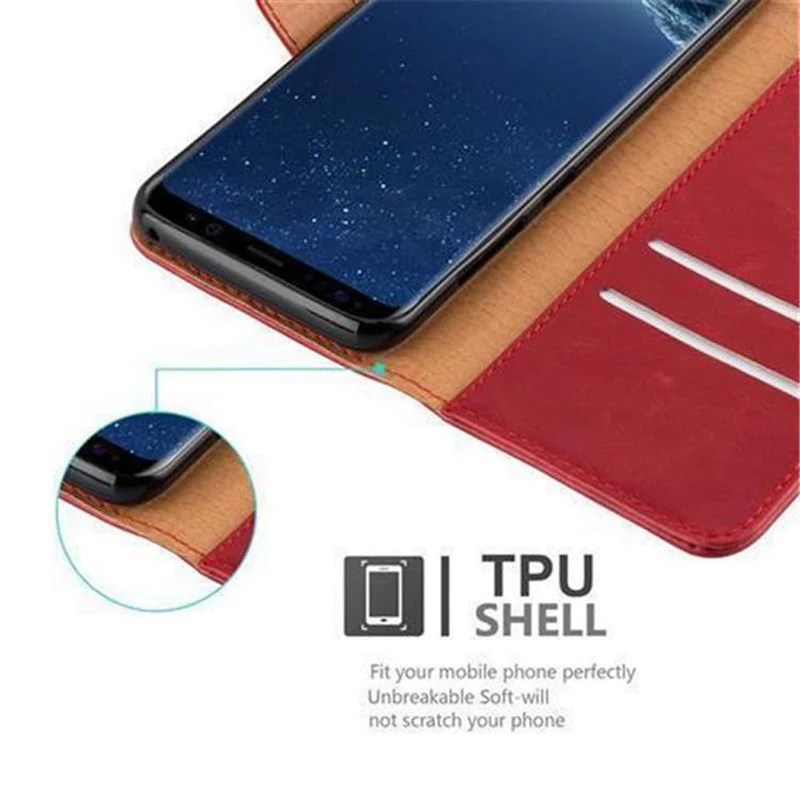 Cadorabo Hülle kompatibel mit Samsung Galaxy S8 Schutzhülle mit Magnetverschluss, Standfunktion und Kartenfach