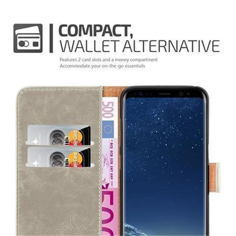 Cadorabo Hülle kompatibel mit Samsung Galaxy S8 Schutzhülle mit Magnetverschluss, Standfunktion und Kartenfach