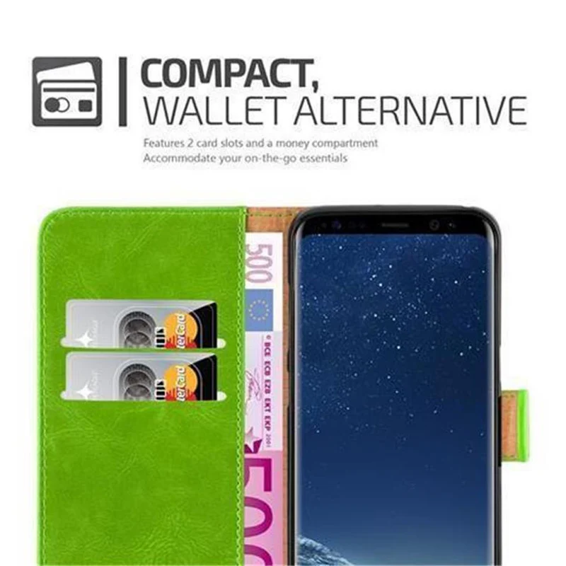 Cadorabo Hülle kompatibel mit Samsung Galaxy S8 Schutzhülle mit Magnetverschluss, Standfunktion und Kartenfach