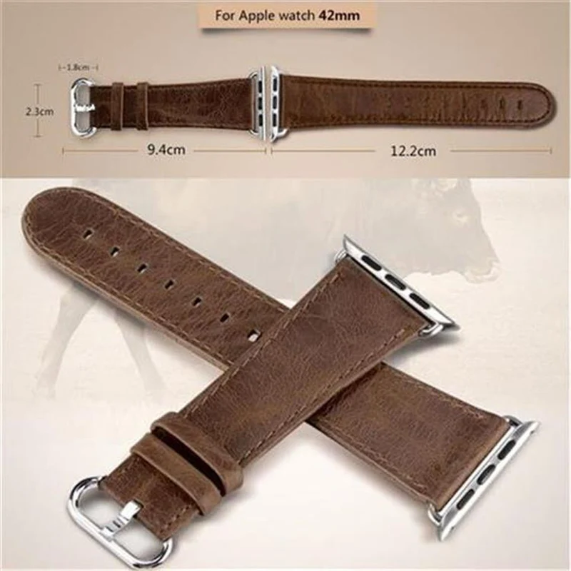 Cadorabo Edelstahl Armband kompatibel mit Apple Watch Series 1 & 2 & 3 (42mm) - Wrist Band Kunstleder Armband mit Edelstahlschließe - Uhr Zubehör Smartwatch