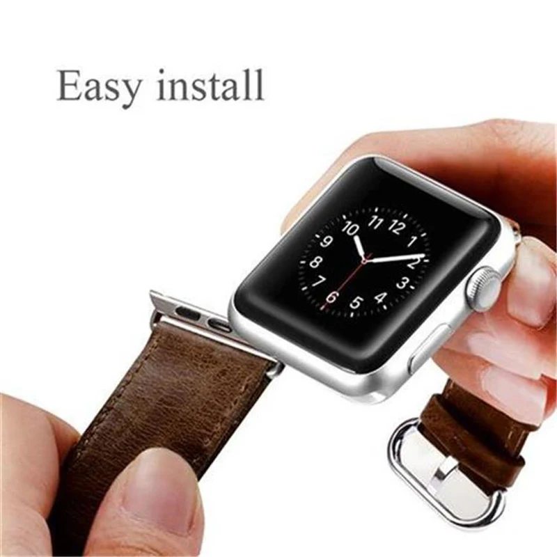 Cadorabo Edelstahl Armband kompatibel mit Apple Watch Series 1 & 2 & 3 (42mm) - Wrist Band Kunstleder Armband mit Edelstahlschließe - Uhr Zubehör Smartwatch