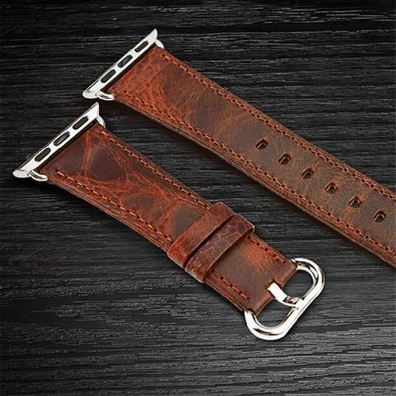 Cadorabo Edelstahl Armband kompatibel mit Apple Watch Series 1 & 2 & 3 (42mm) - Wrist Band Kunstleder Armband mit Edelstahlschließe - Uhr Zubehör Smartwatch