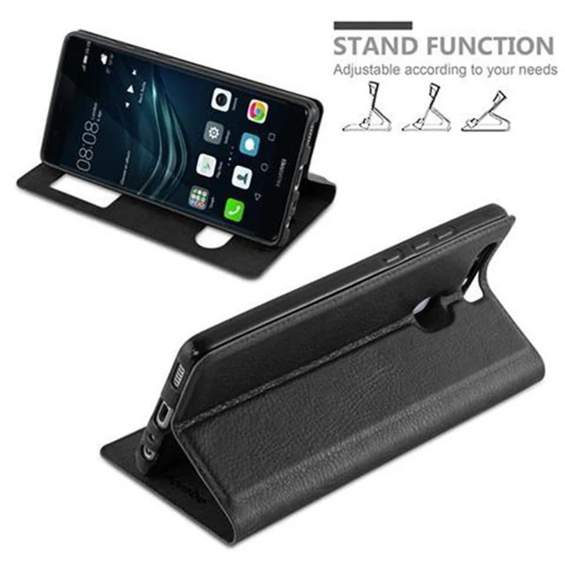 Cadorabo Hülle kompatibel mit Huawei P9 Schutzhülle mit Magnetverschluss, Standfunktion und 2 Sichtfenstern