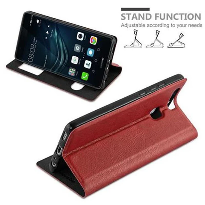 Cadorabo Hülle kompatibel mit Huawei P9 Schutzhülle mit Magnetverschluss, Standfunktion und 2 Sichtfenstern