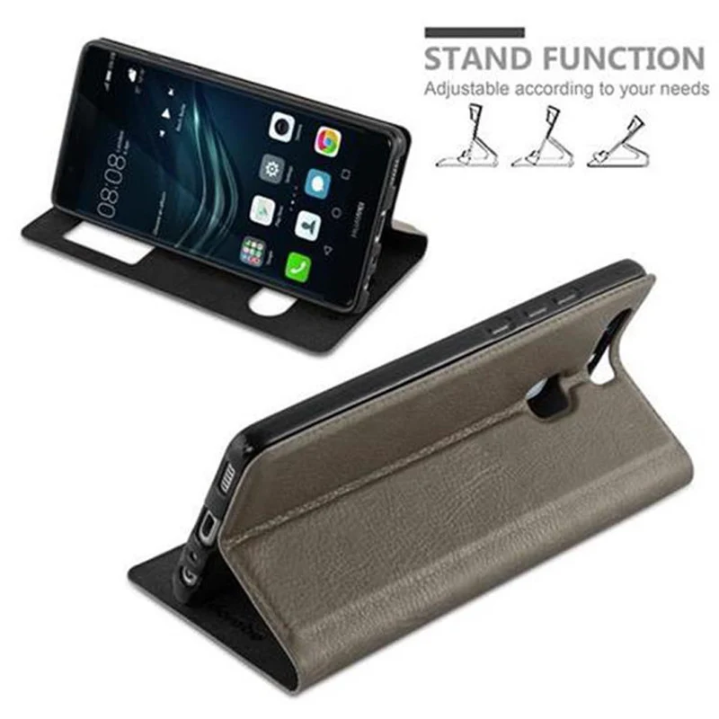 Cadorabo Hülle kompatibel mit Huawei P9 Schutzhülle mit Magnetverschluss, Standfunktion und 2 Sichtfenstern