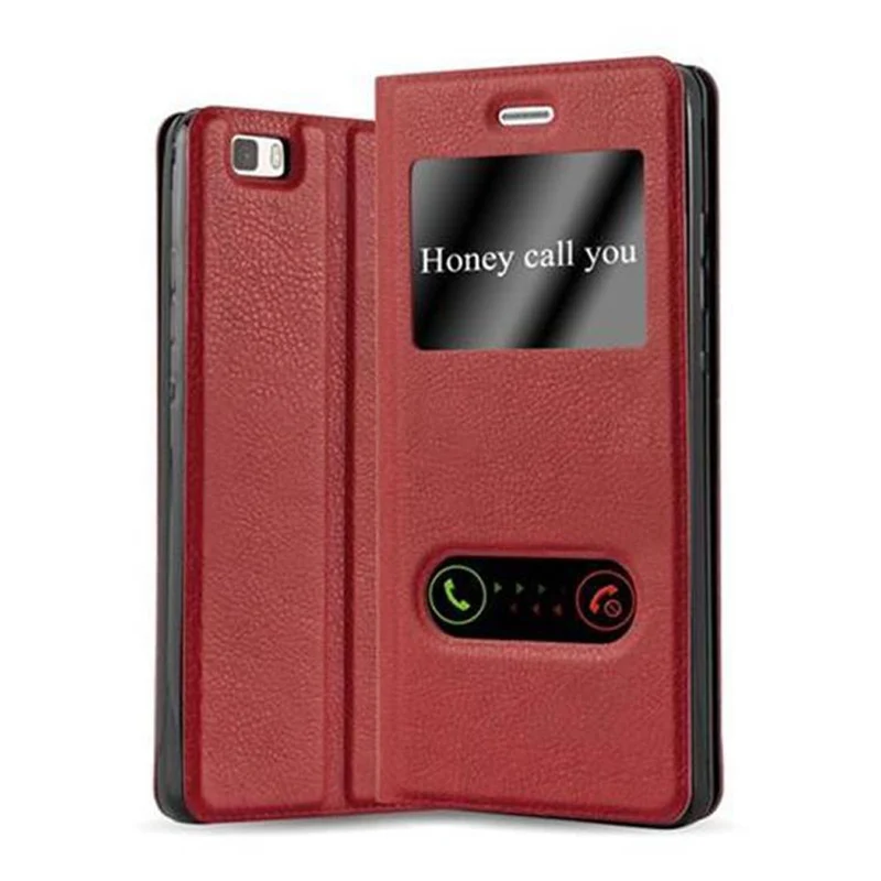 Cadorabo Hülle kompatibel mit Huawei P8 LITE 2015 Schutzhülle mit Magnetverschluss, Standfunktion und 2 Sichtfenstern