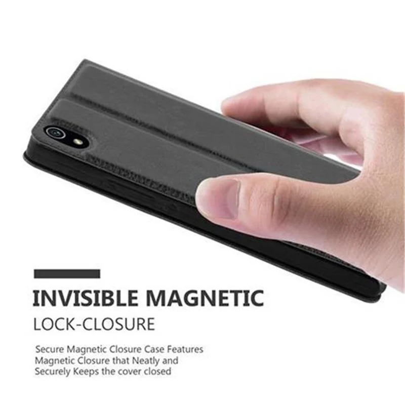 Cadorabo Hülle kompatibel mit Huawei ASCEND P7 Schutzhülle mit Magnetverschluss, Standfunktion und 2 Sichtfenstern