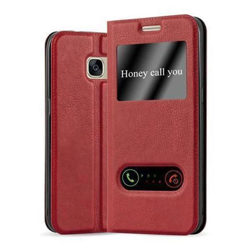 Cadorabo Hülle kompatibel mit Samsung Galaxy S7 Schutzhülle mit Magnetverschluss, Standfunktion und 2 Sichtfenstern