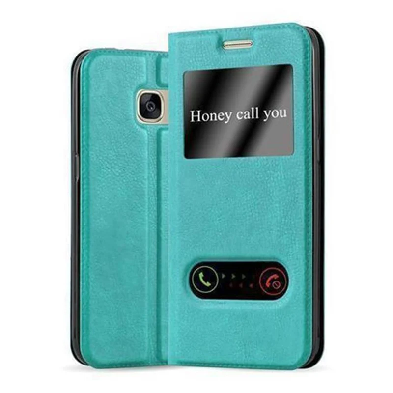 Cadorabo Hülle kompatibel mit Samsung Galaxy S7 Schutzhülle mit Magnetverschluss, Standfunktion und 2 Sichtfenstern