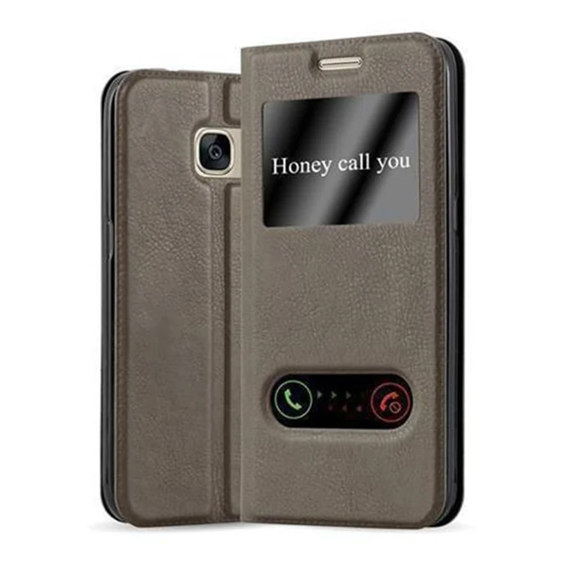 Cadorabo Hülle kompatibel mit Samsung Galaxy S7 Schutzhülle mit Magnetverschluss, Standfunktion und 2 Sichtfenstern