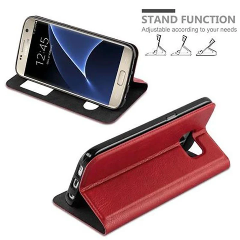 Cadorabo Hülle kompatibel mit Samsung Galaxy S7 Schutzhülle mit Magnetverschluss, Standfunktion und 2 Sichtfenstern