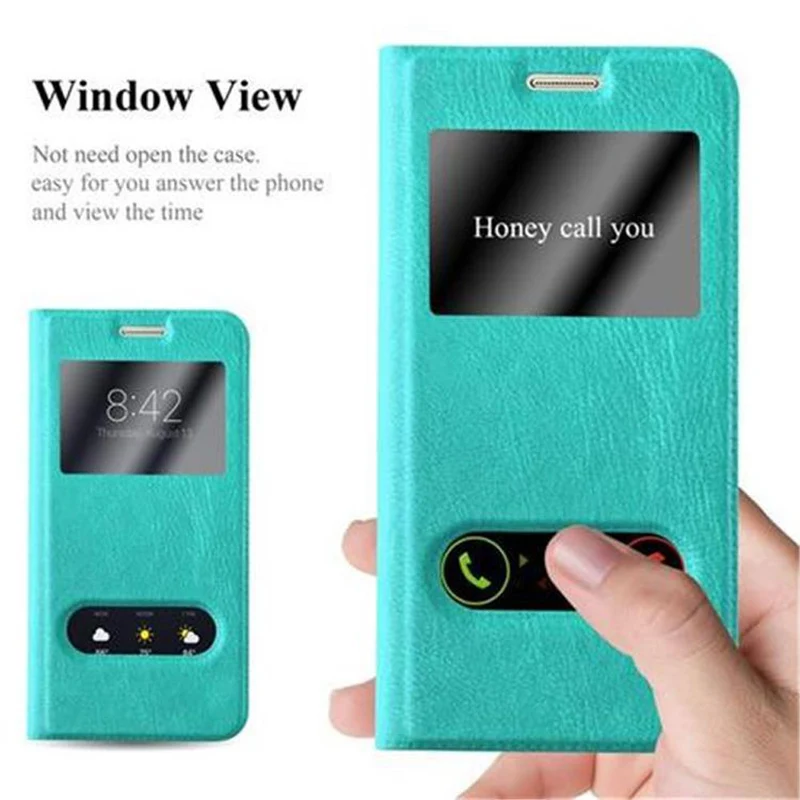 Cadorabo Hülle kompatibel mit Samsung Galaxy S7 Schutzhülle mit Magnetverschluss, Standfunktion und 2 Sichtfenstern
