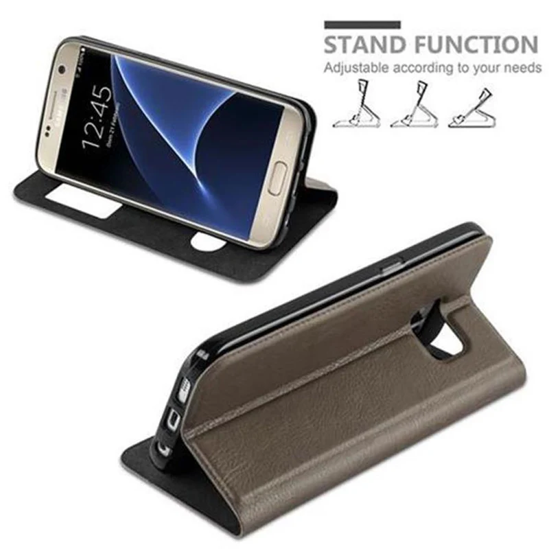Cadorabo Hülle kompatibel mit Samsung Galaxy S7 Schutzhülle mit Magnetverschluss, Standfunktion und 2 Sichtfenstern