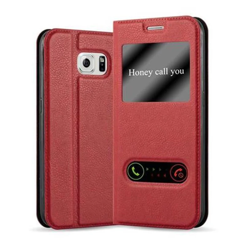 Cadorabo Hülle kompatibel mit Samsung Galaxy S6 Schutzhülle mit Magnetverschluss, Standfunktion und 2 Sichtfenstern