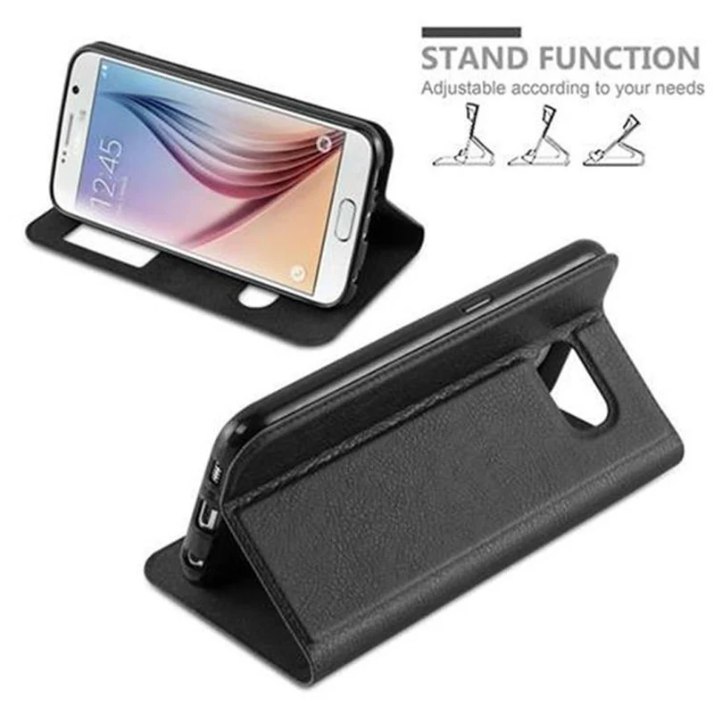 Cadorabo Hülle kompatibel mit Samsung Galaxy S6 Schutzhülle mit Magnetverschluss, Standfunktion und 2 Sichtfenstern