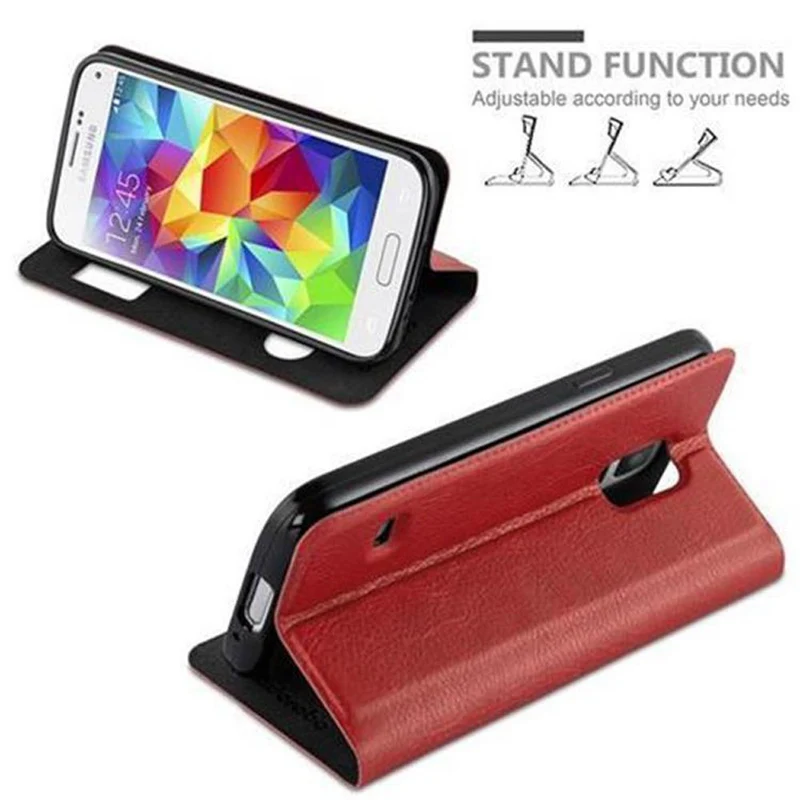 Cadorabo Hülle kompatibel mit Samsung Galaxy S5 MINI / S5 MINI DUOS Schutzhülle mit Magnetverschluss, Standfunktion und 2 Sichtfenstern