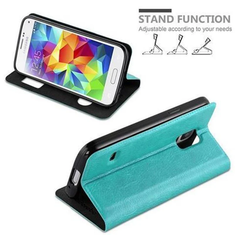 Cadorabo Hülle kompatibel mit Samsung Galaxy S5 MINI / S5 MINI DUOS Schutzhülle mit Magnetverschluss, Standfunktion und 2 Sichtfenstern