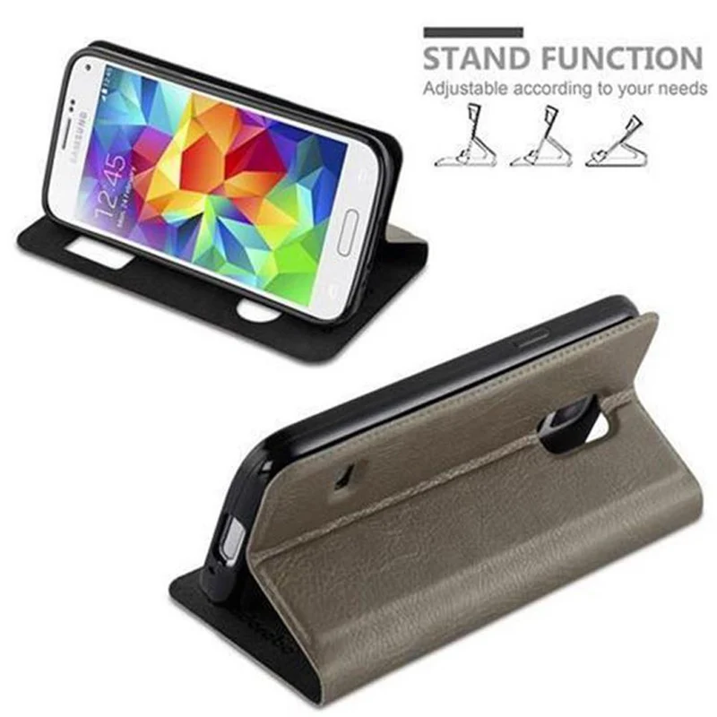 Cadorabo Hülle kompatibel mit Samsung Galaxy S5 MINI / S5 MINI DUOS Schutzhülle mit Magnetverschluss, Standfunktion und 2 Sichtfenstern
