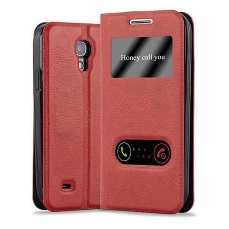 Cadorabo Hülle kompatibel mit Samsung Galaxy S4 MINI Schutzhülle mit Magnetverschluss, Standfunktion und 2 Sichtfenstern