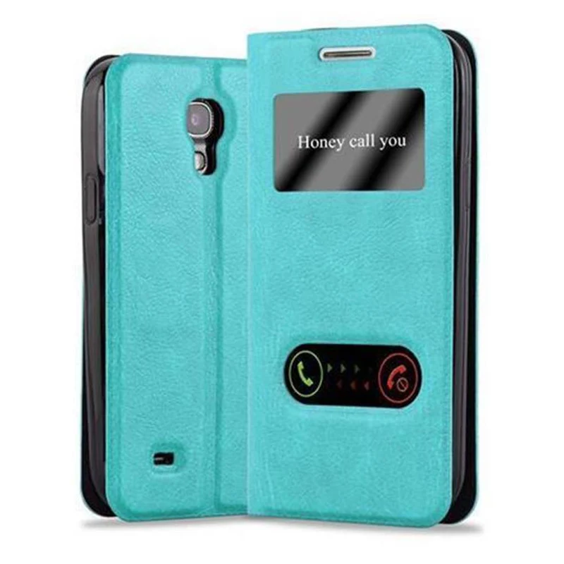 Cadorabo Hülle kompatibel mit Samsung Galaxy S4 MINI Schutzhülle mit Magnetverschluss, Standfunktion und 2 Sichtfenstern
