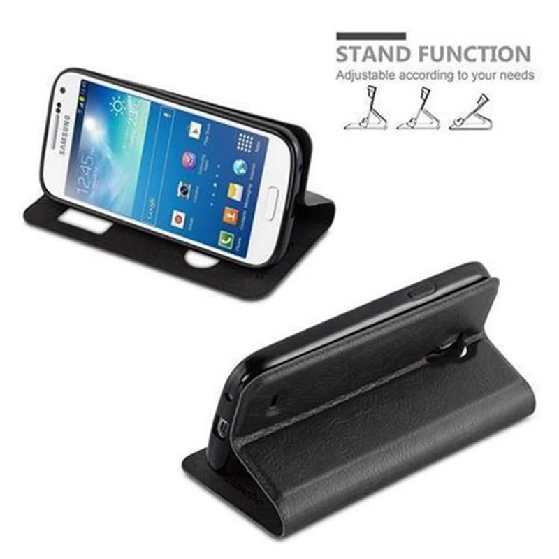 Cadorabo Hülle kompatibel mit Samsung Galaxy S4 MINI Schutzhülle mit Magnetverschluss, Standfunktion und 2 Sichtfenstern