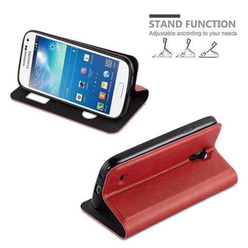 Cadorabo Hülle kompatibel mit Samsung Galaxy S4 MINI Schutzhülle mit Magnetverschluss, Standfunktion und 2 Sichtfenstern
