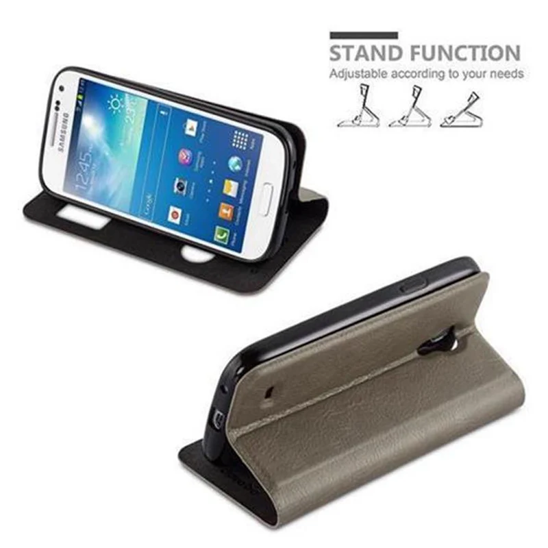 Cadorabo Hülle kompatibel mit Samsung Galaxy S4 MINI Schutzhülle mit Magnetverschluss, Standfunktion und 2 Sichtfenstern