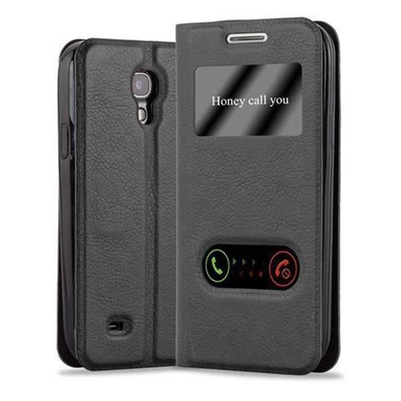 Cadorabo Hülle kompatibel mit Samsung Galaxy S4 Schutzhülle mit Magnetverschluss, Standfunktion und 2 Sichtfenstern