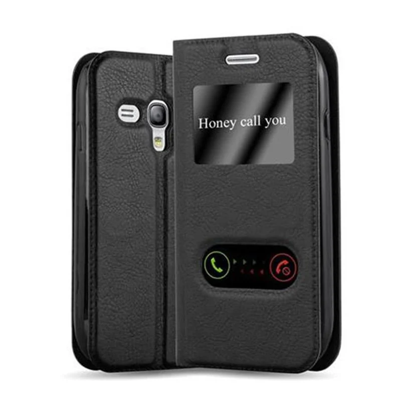 Cadorabo Hülle kompatibel mit Samsung Galaxy S3 MINI Schutzhülle mit Magnetverschluss, Standfunktion und 2 Sichtfenstern