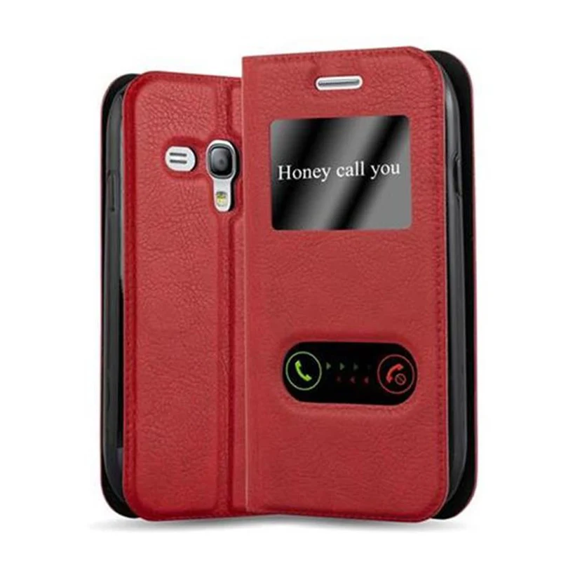 Cadorabo Hülle kompatibel mit Samsung Galaxy S3 MINI Schutzhülle mit Magnetverschluss, Standfunktion und 2 Sichtfenstern