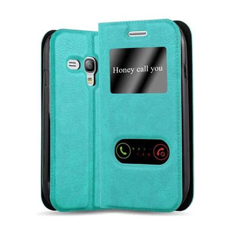Cadorabo Hülle kompatibel mit Samsung Galaxy S3 MINI Schutzhülle mit Magnetverschluss, Standfunktion und 2 Sichtfenstern